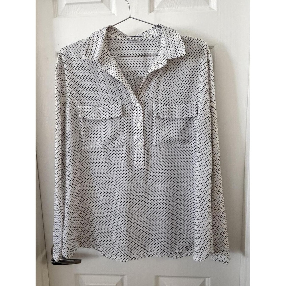 Van Heusen Lightweight White‎ Blouse with Black Dot Pattern